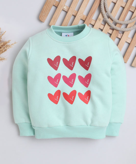 Love Sweatshirt with Fleece Lining- Sea Green