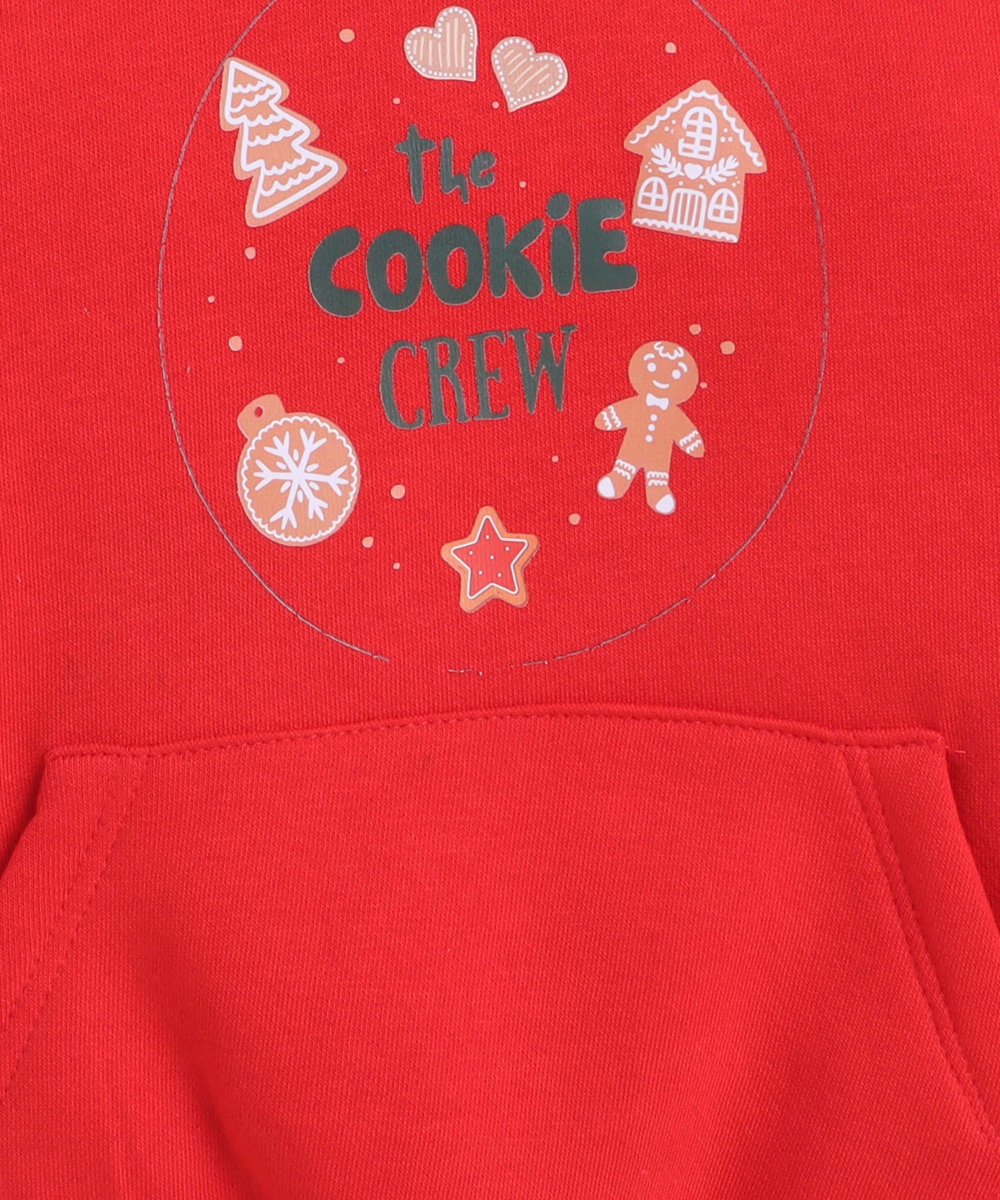 Cookie Crew Print Sweatshirt with Fleece Lining- Red