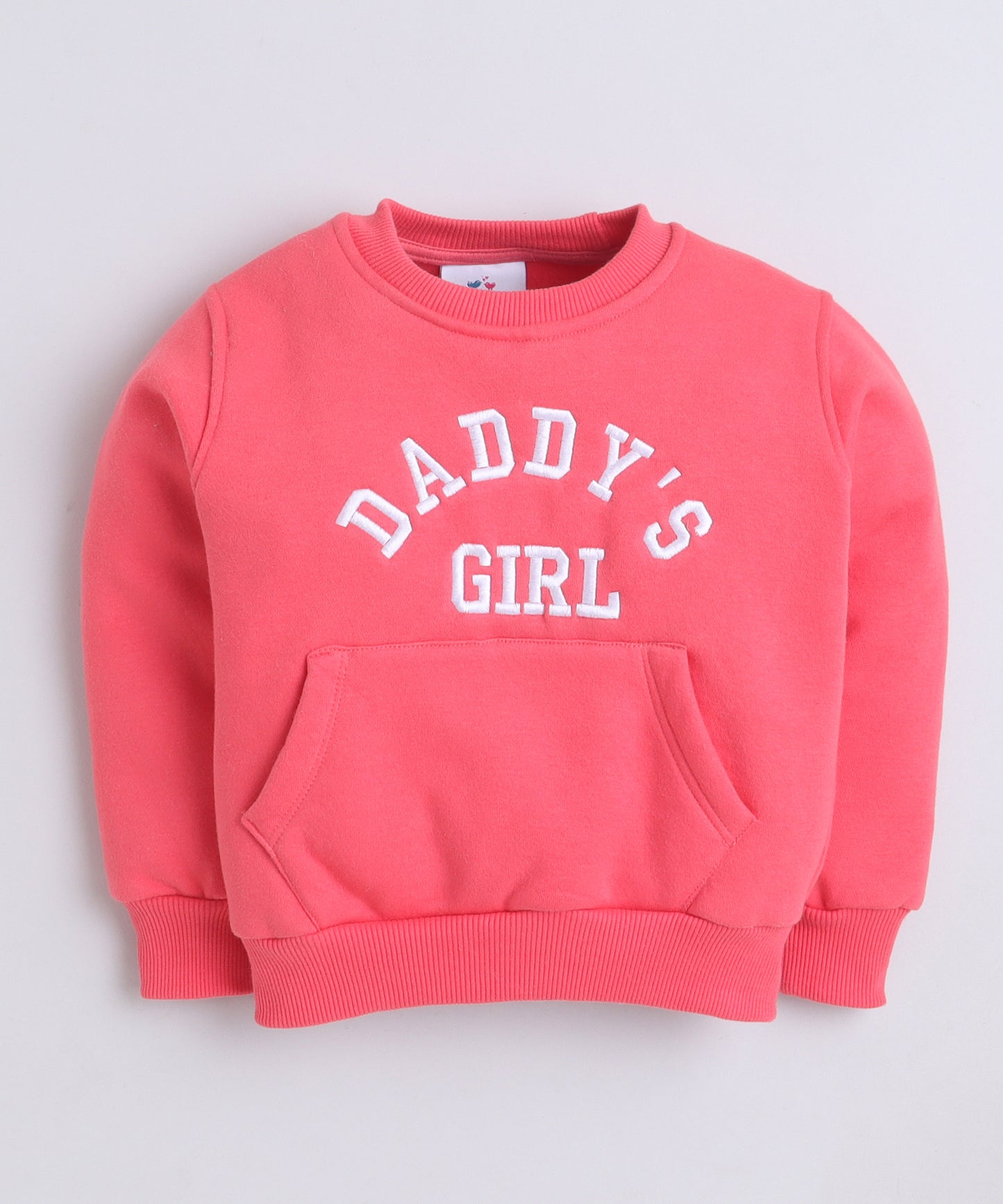 Daddy's Girl Embroidery Sweatshirt with Fleece Lining- Pink