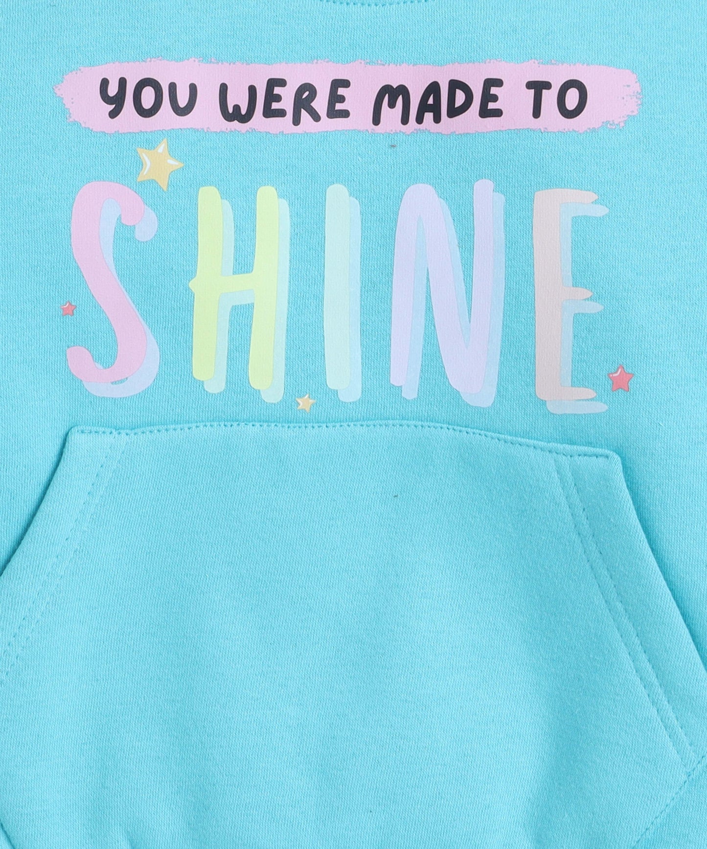 Cute Colourful Print Sweatshirt with Fleece Lining- Turquoise