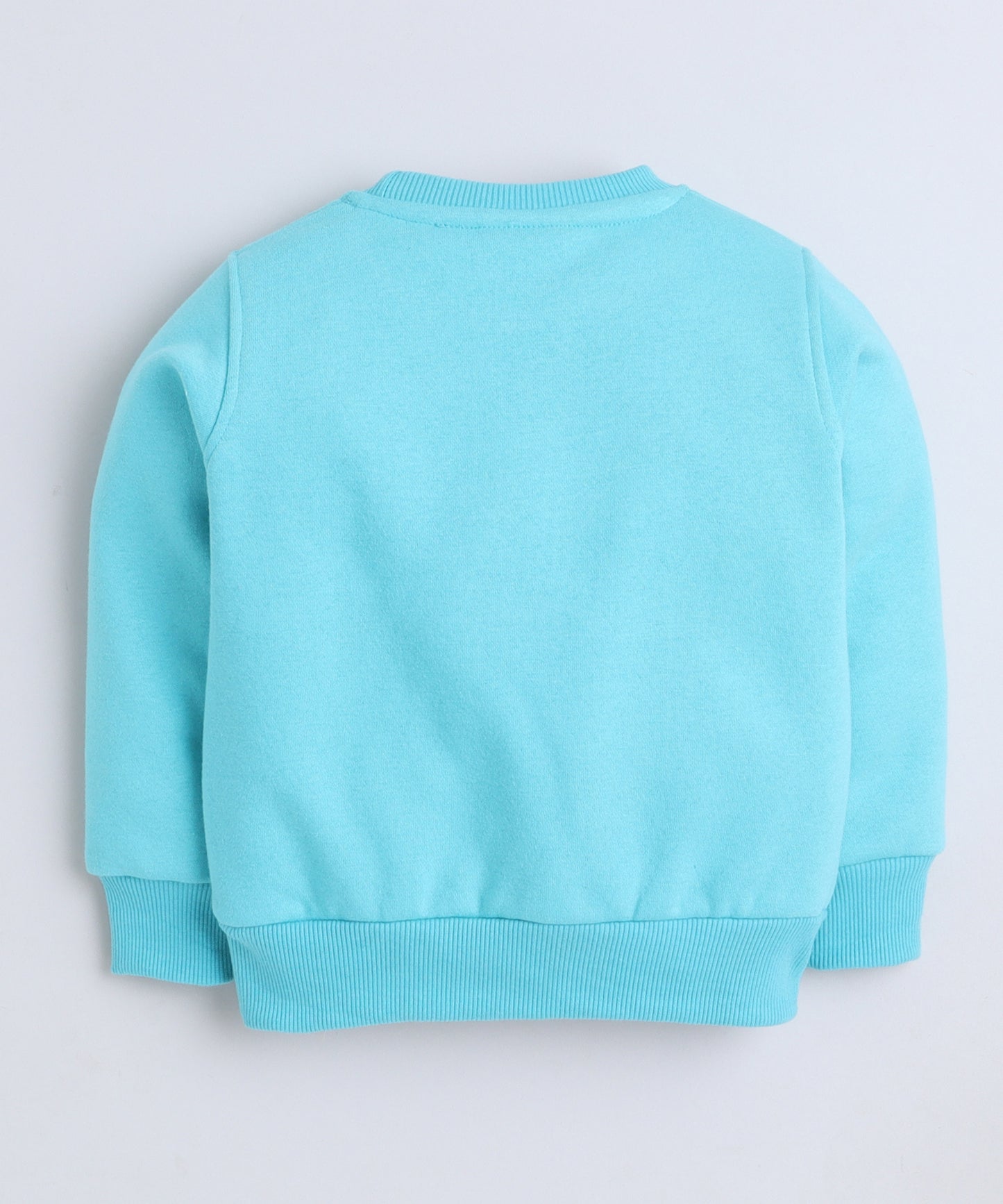 Cute Colourful Print Sweatshirt with Fleece Lining- Turquoise