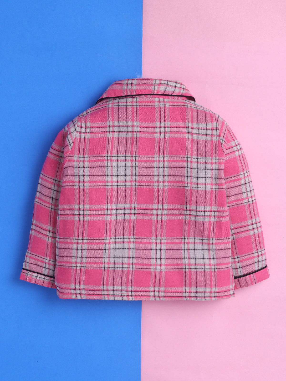 Pink & White Checks Pure Cotton Nightsuit with Daddy Love Embroidery