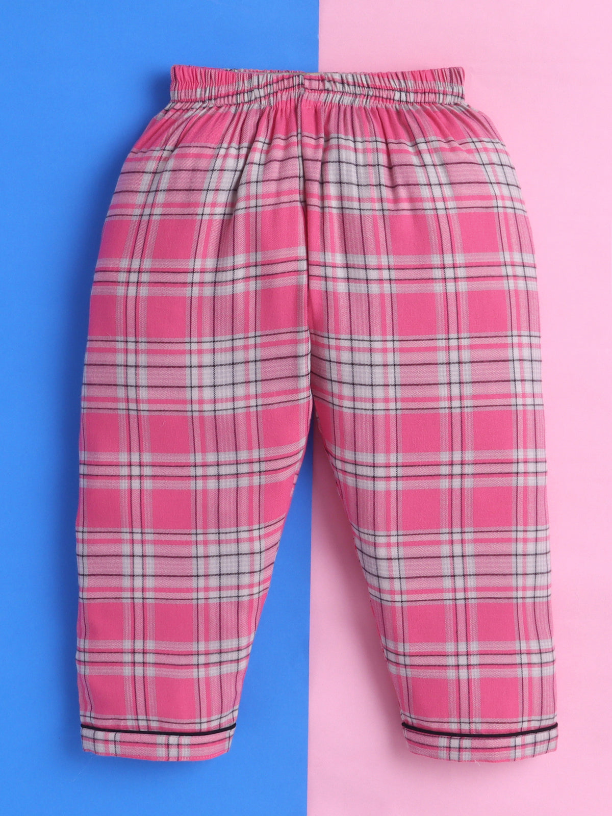 Pink & White Checks Pure Cotton Nightsuit with Daddy Love Embroidery