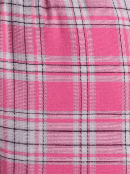 Pink & White Checks Pure Cotton Nightsuit with Daddy Love Embroidery