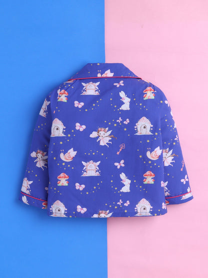 Fairy & Magic Castles Print Pure Cotton Full Sleeves Nightsuit