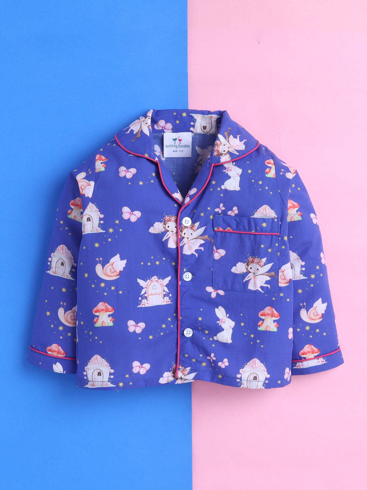 Fairy & Magic Castles Print Pure Cotton Full Sleeves Nightsuit