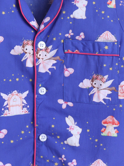 Fairy & Magic Castles Print Pure Cotton Full Sleeves Nightsuit