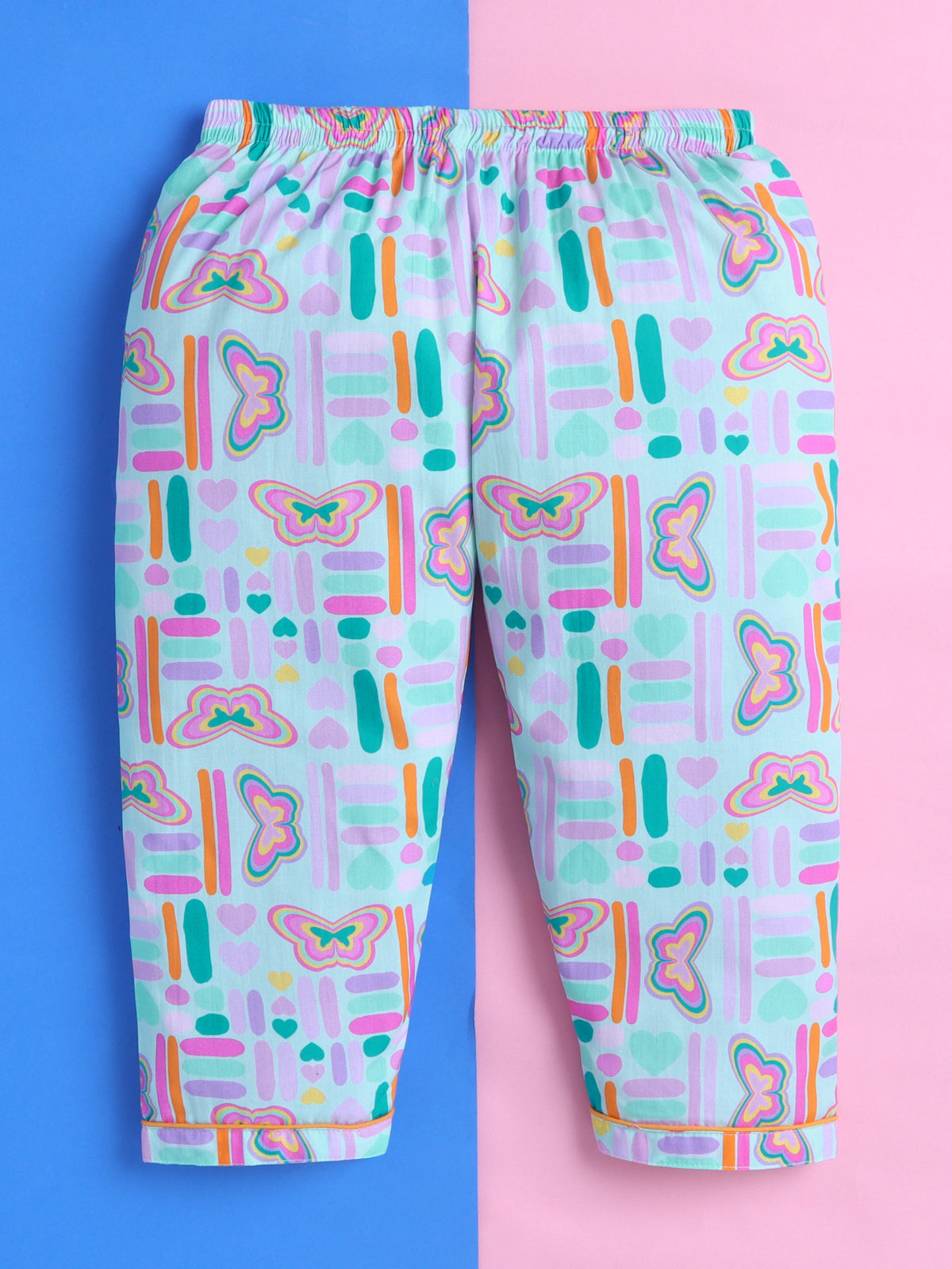 Pastel Butterfly Print Pure Cotton Full Sleeves Nightsuit