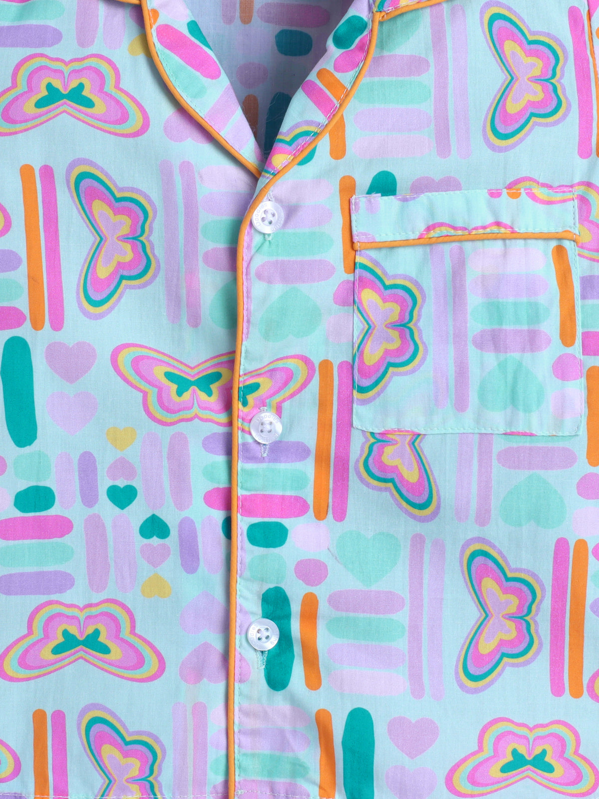 Pastel Butterfly Print Pure Cotton Full Sleeves Nightsuit