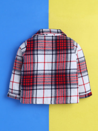 Red, Blue & White Checks Pure Cotton Nightsuit with Mama Love Embroidery