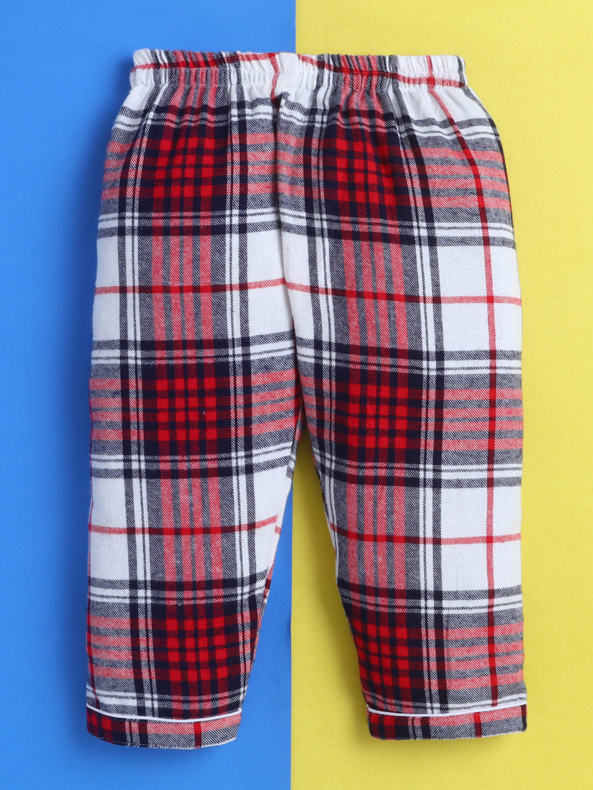 Red, Blue & White Checks Pure Cotton Nightsuit with Mama Love Embroidery