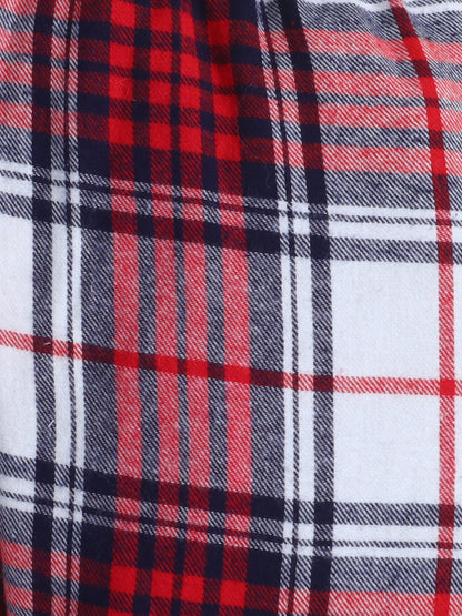 Red, Blue & White Checks Pure Cotton Nightsuit with Mama Love Embroidery