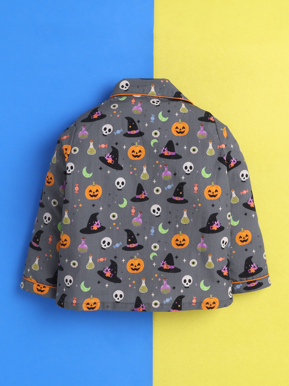 Halloween Pumpkin & Witch Print Pure Cotton Full Sleeves Nightsuit
