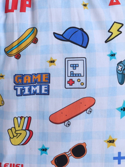 Gaming Print Pure Cotton Full Sleeves Nightsuit