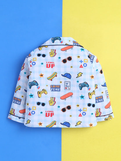 Gaming Print Pure Cotton Full Sleeves Nightsuit