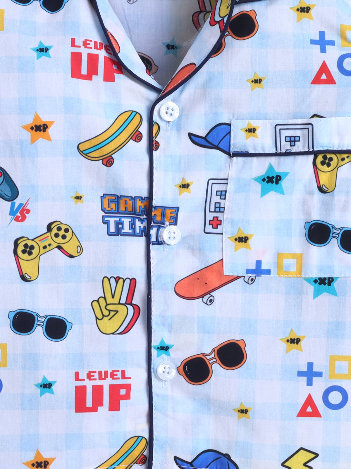 Gaming Print Pure Cotton Full Sleeves Nightsuit