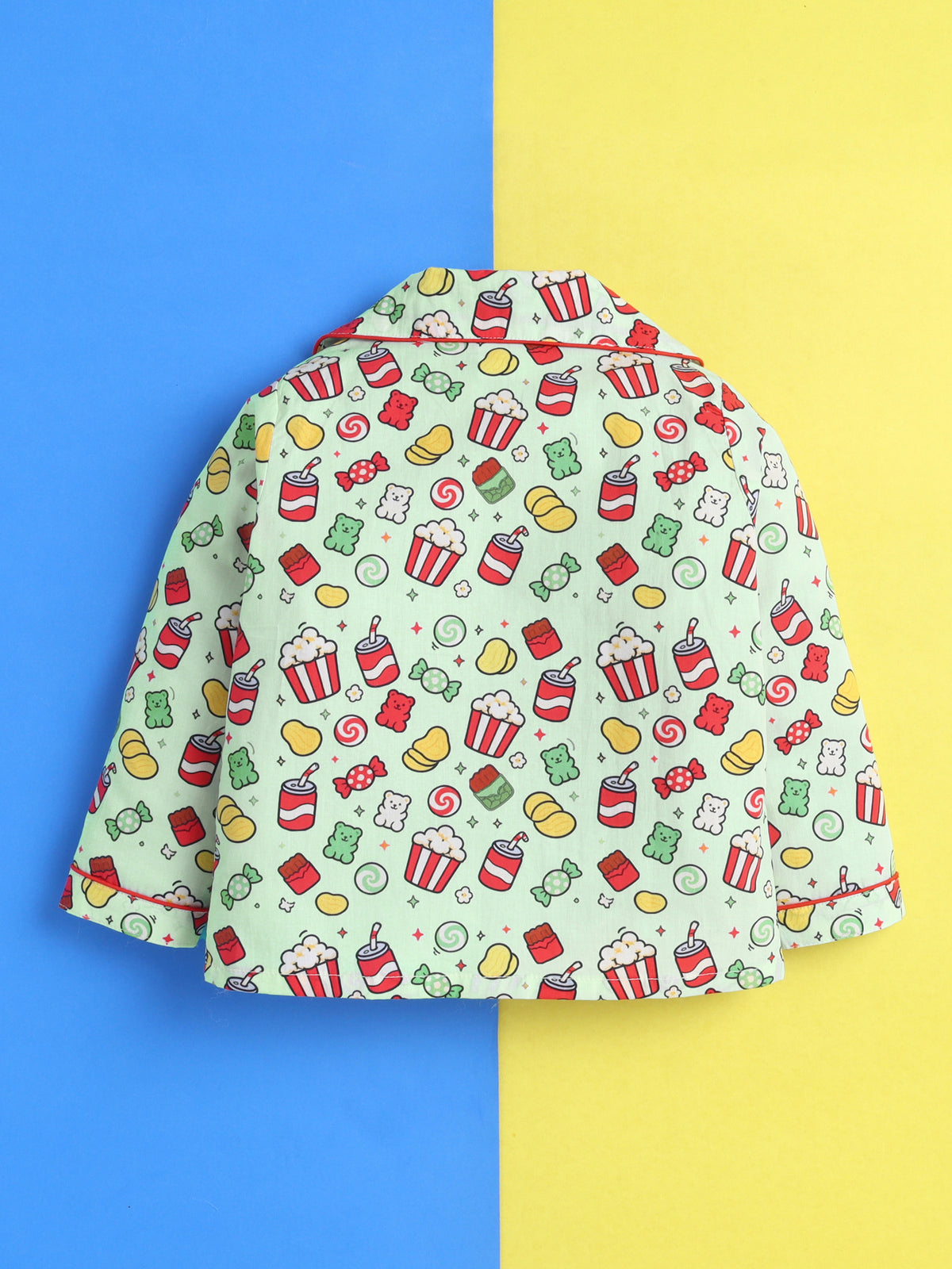 Candy & Popcorn Print Pure Cotton Full Sleeves Nightsuit