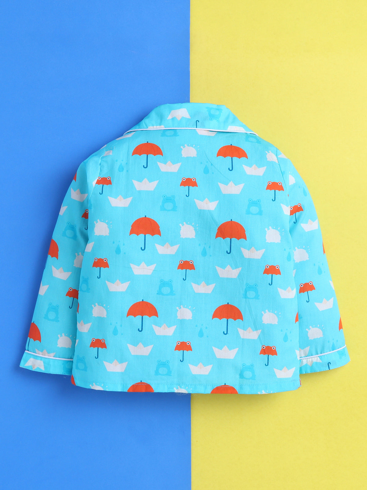 Rainy Day Umbrella Print Pure Cotton Full Sleeves Nightsuit
