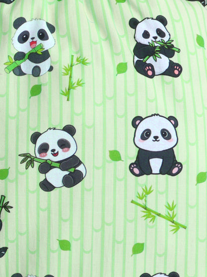 Panda & Bamboo Print Pure Cotton Full Sleeves Nightsuit