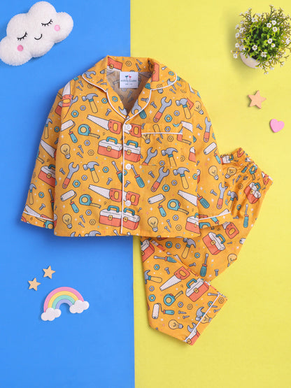 Tools & Workshop Print Pure Cotton Full Sleeves Nightsuit