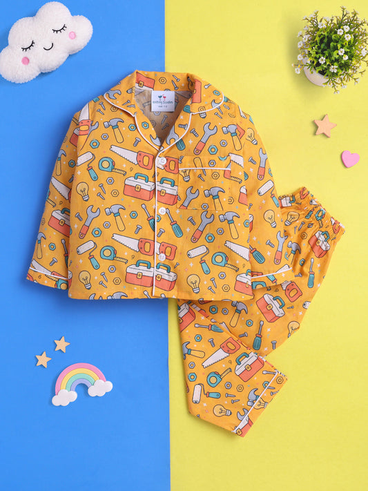 Tools & Workshop Print Pure Cotton Full Sleeves Nightsuit