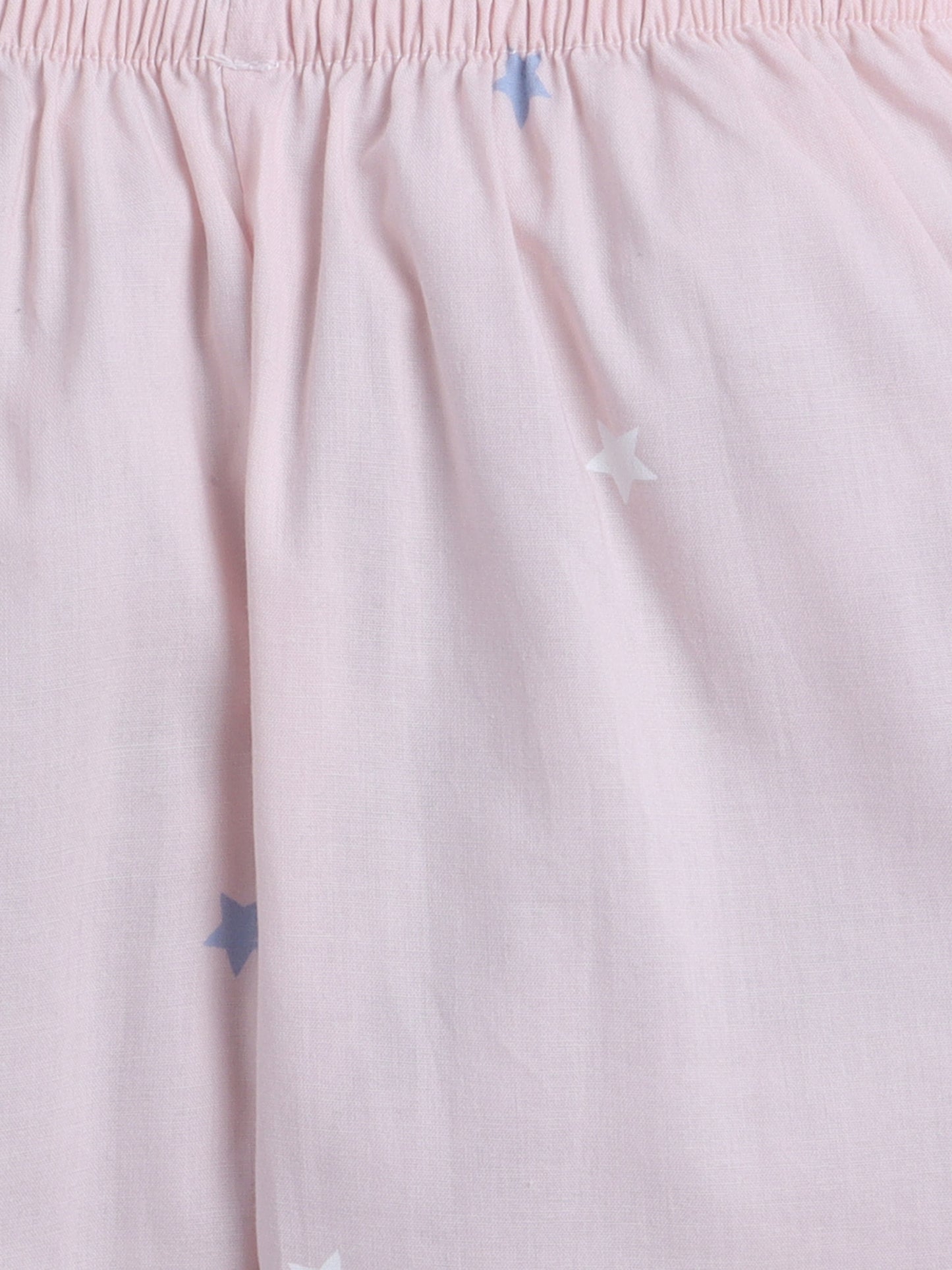 Pink Stars Print Nightsuit- Pink