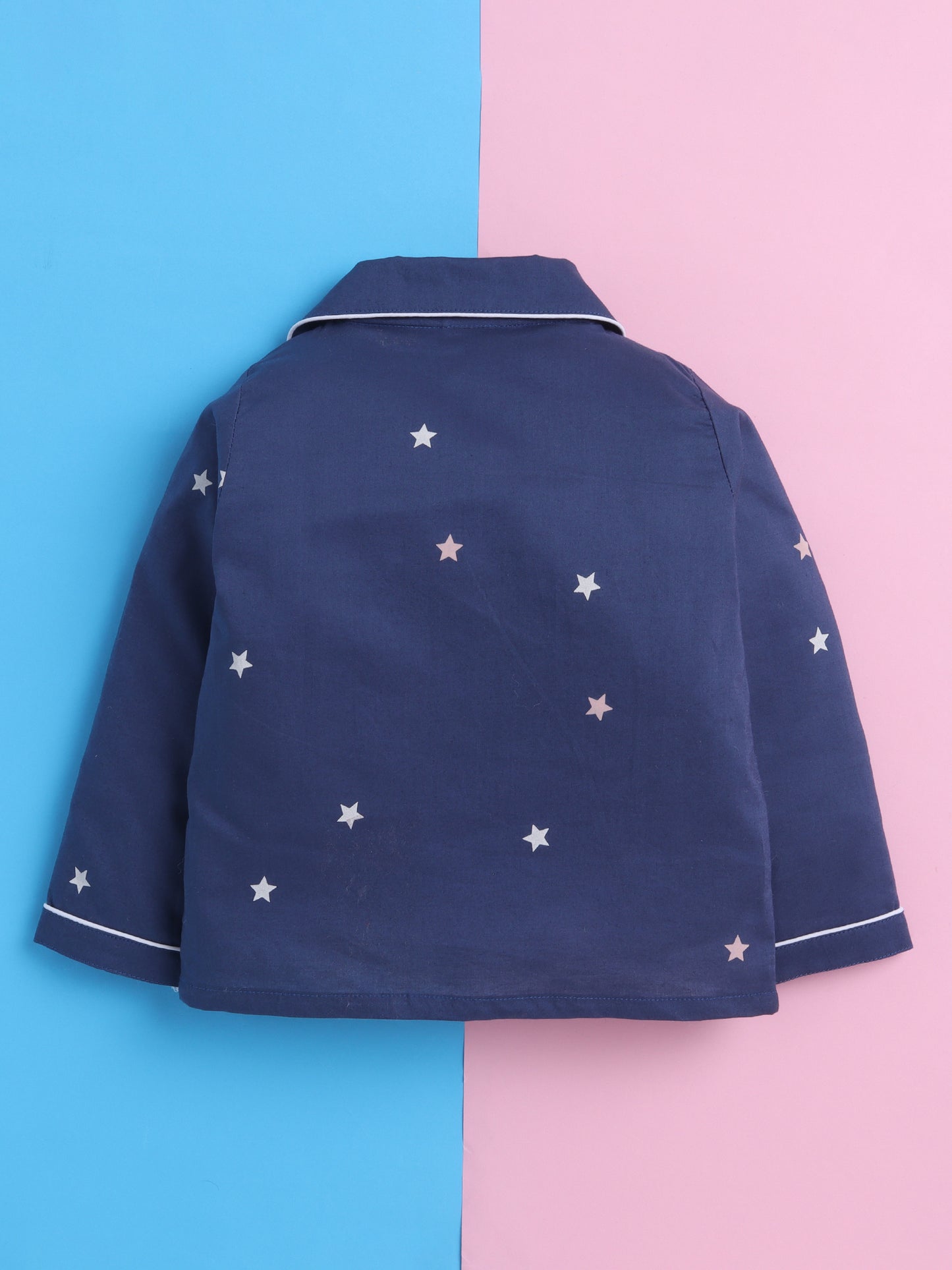 Navy Stars Print Nightsuit- Navy