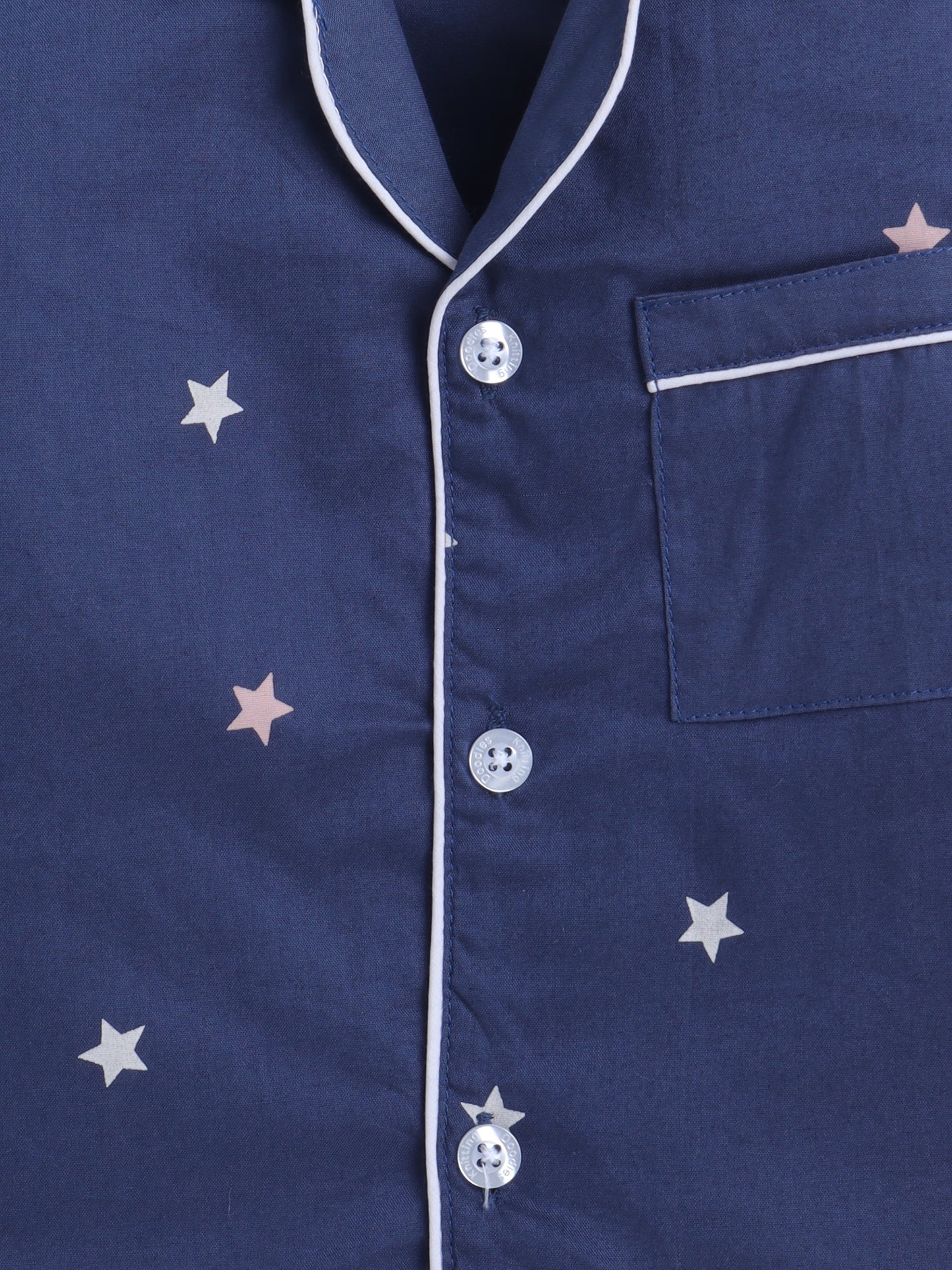 Navy Stars Print Nightsuit- Navy