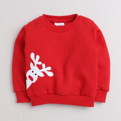 Rudolf Sweatshirt With Fleece Lining- Red