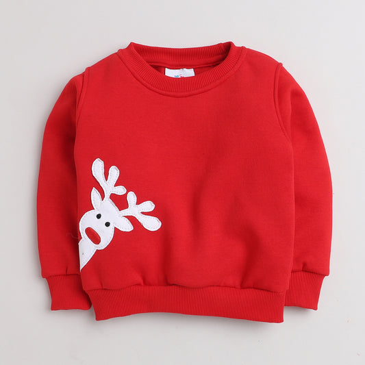 Rudolf Sweatshirt With Fleece Lining- Red