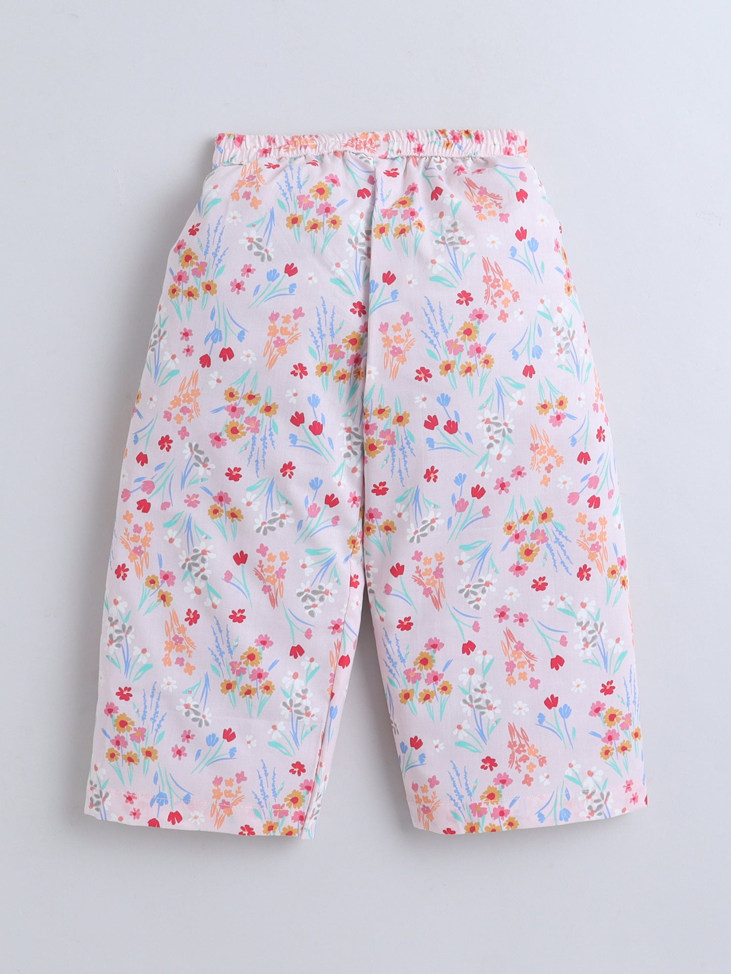 Floral Print Coord set with and Pleated Pants- Pink