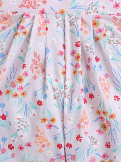 Floral Print Coord set with and Pleated Pants- Pink