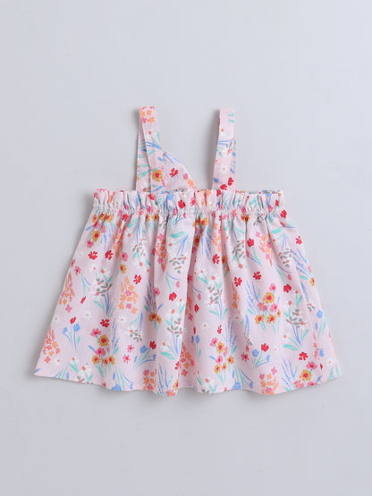 Floral Print Coord set with and Pleated Pants- Pink