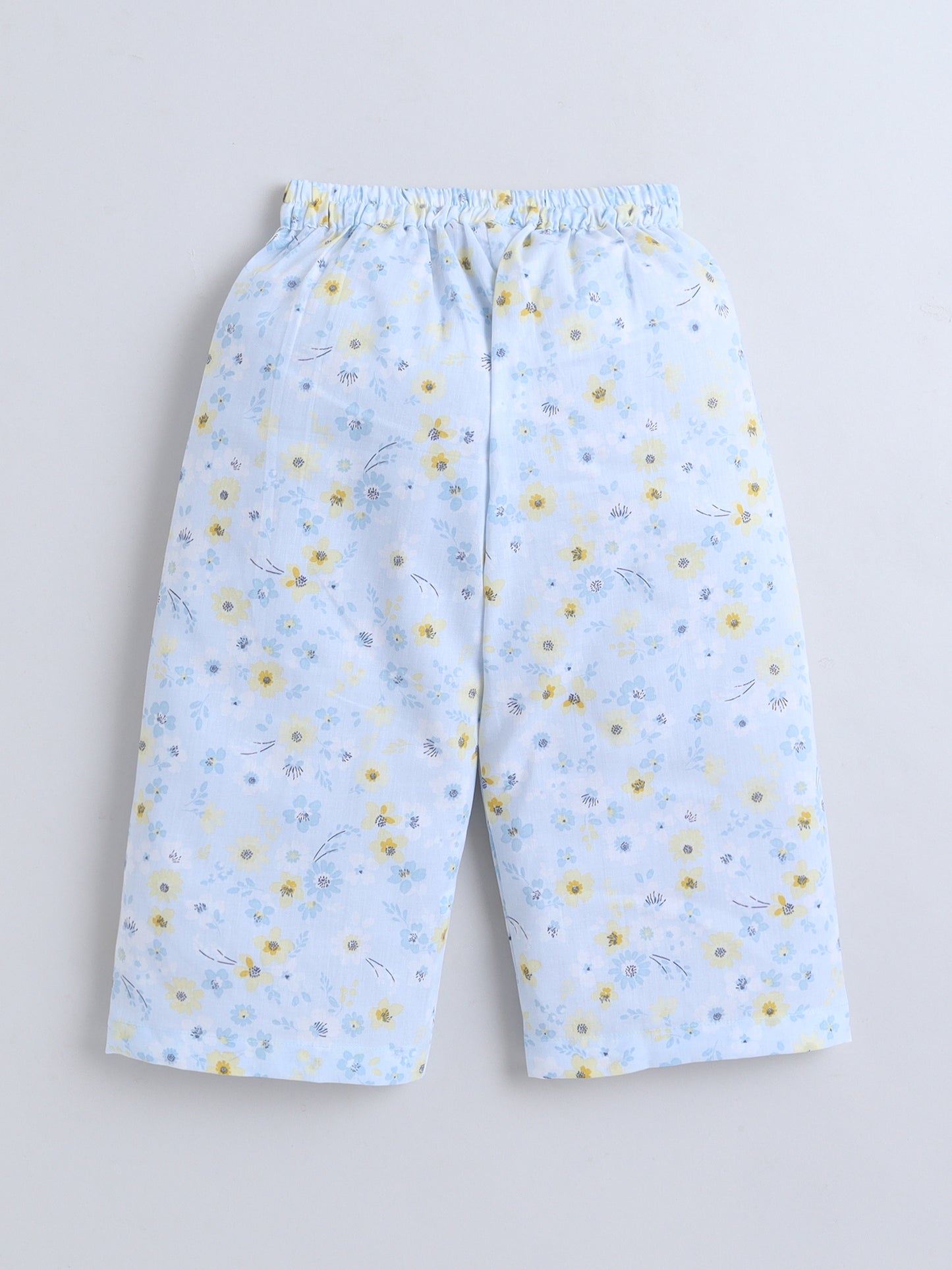 Floral Print Coord set with and Pleated Pants- Blue
