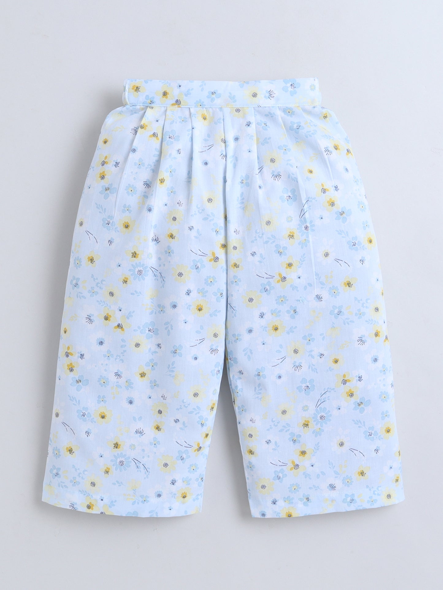 Floral Print Coord set with and Pleated Pants- Blue