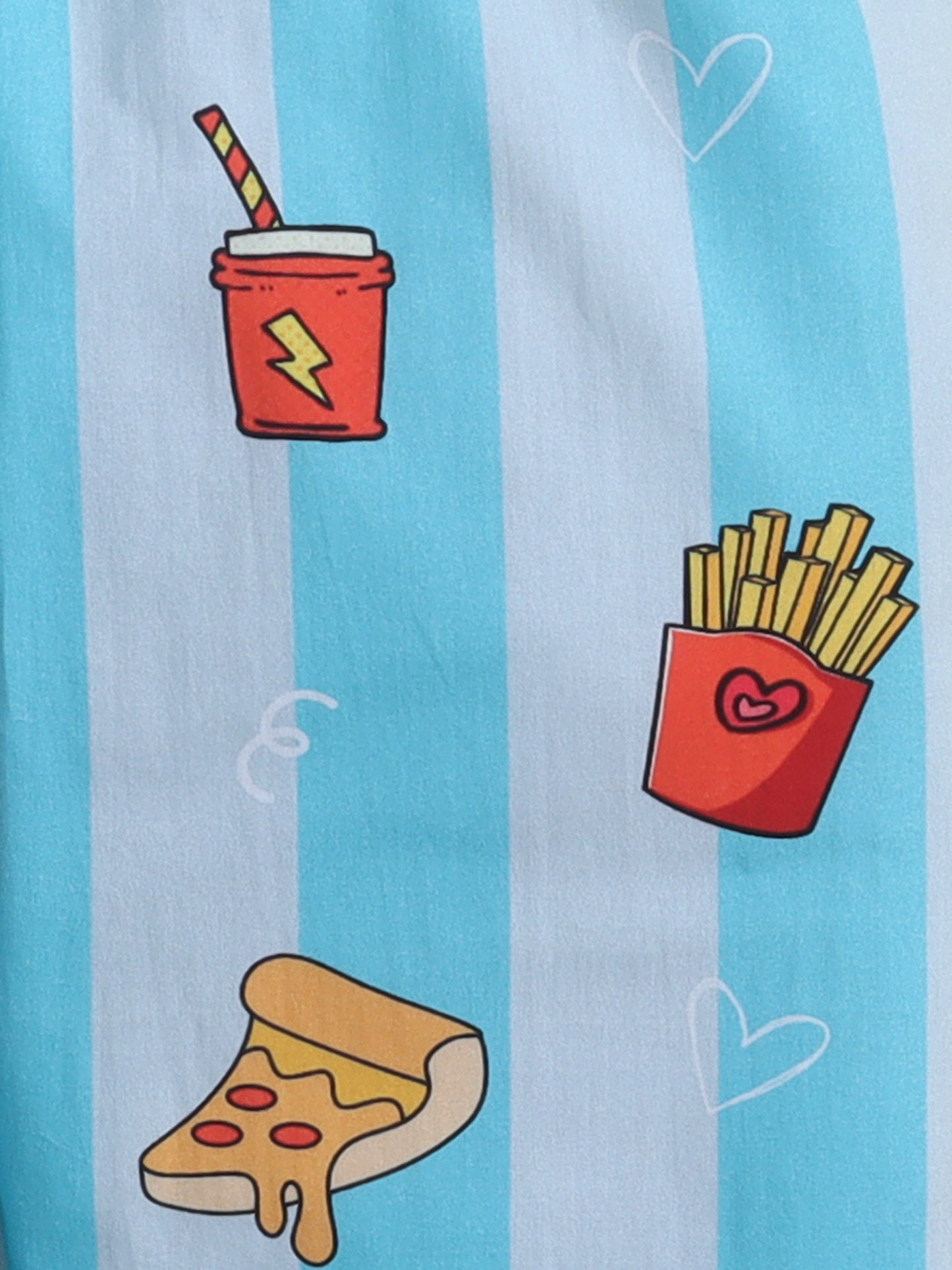 Junk Food Print Night Suit- Blue