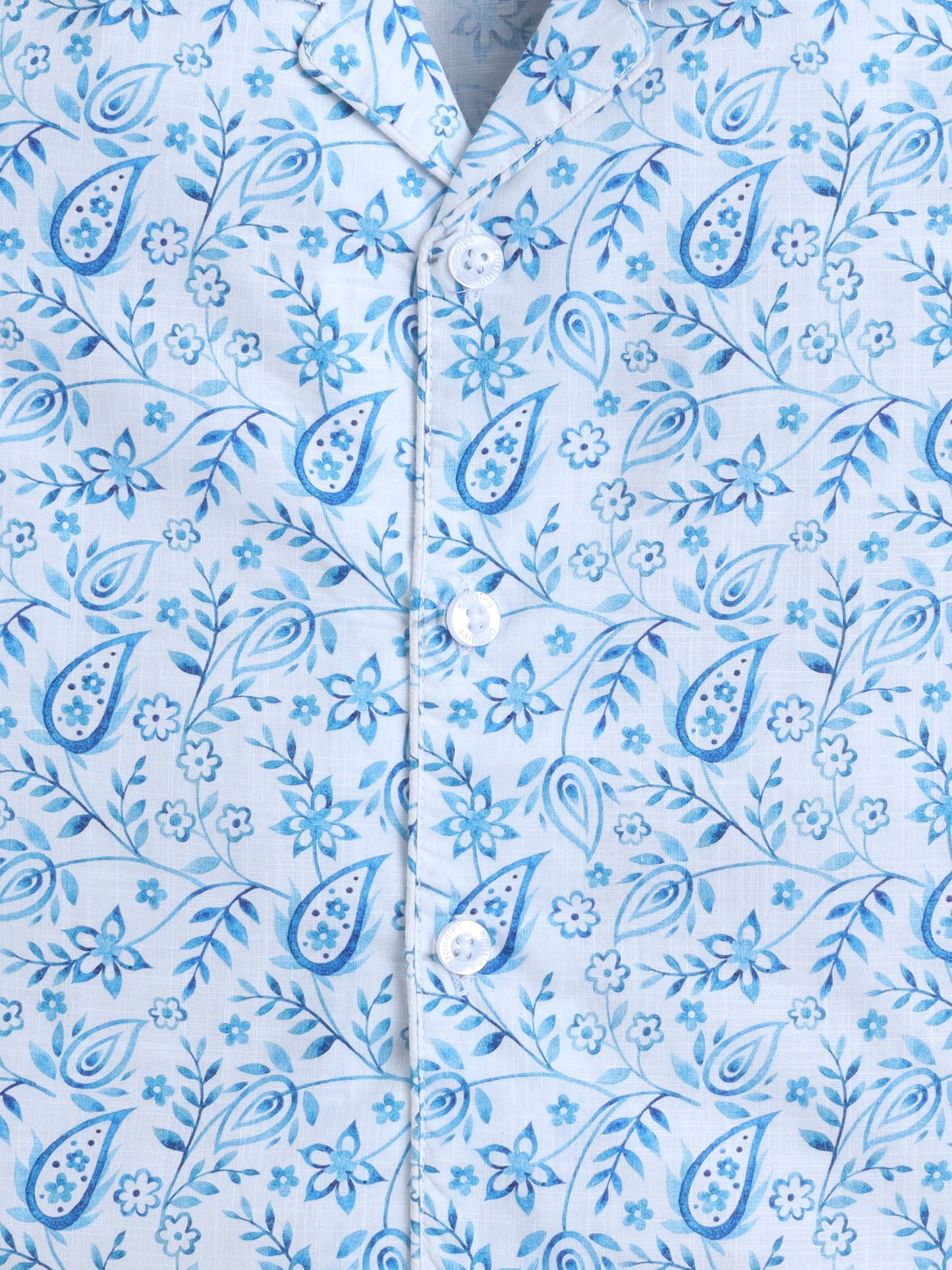 Blue Paisley Cotton Slub Shirt & Shorts Co-ord Set