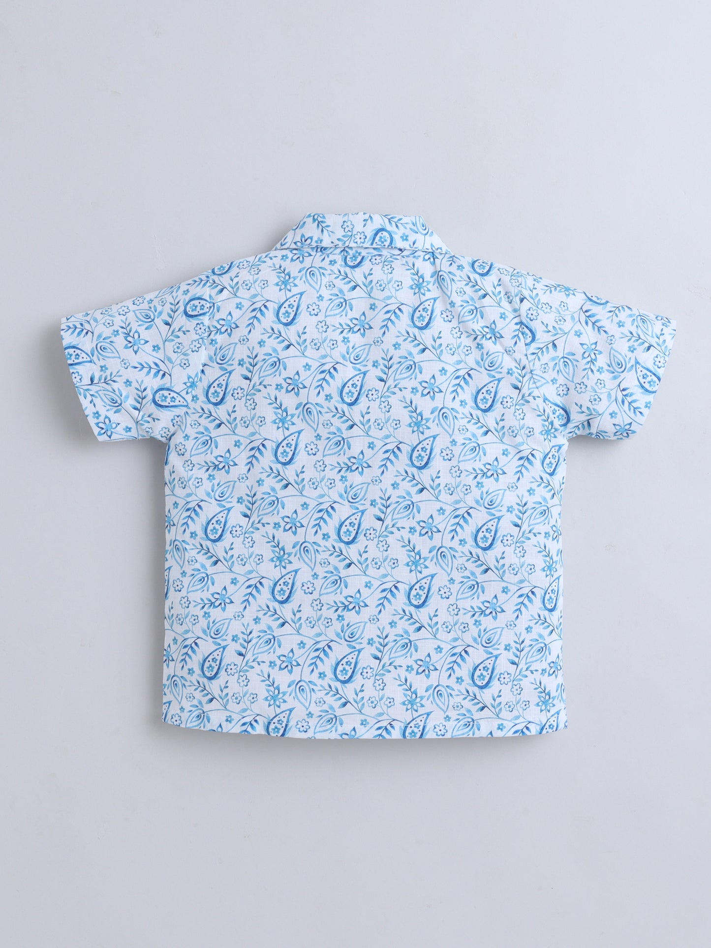 Blue Paisley Cotton Slub Shirt & Shorts Co-ord Set