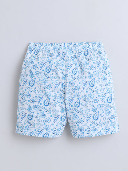 Blue Paisley Cotton Slub Shirt & Shorts Co-ord Set
