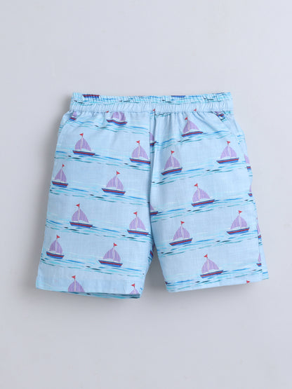 Sailboat Print Cotton Slub Co-ord Set