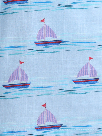 Sailboat Print Cotton Slub Co-ord Set