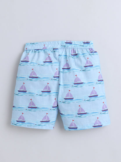 Sailboat Print Cotton Slub Co-ord Set