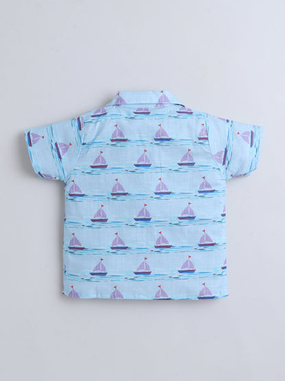 Sailboat Print Cotton Slub Co-ord Set
