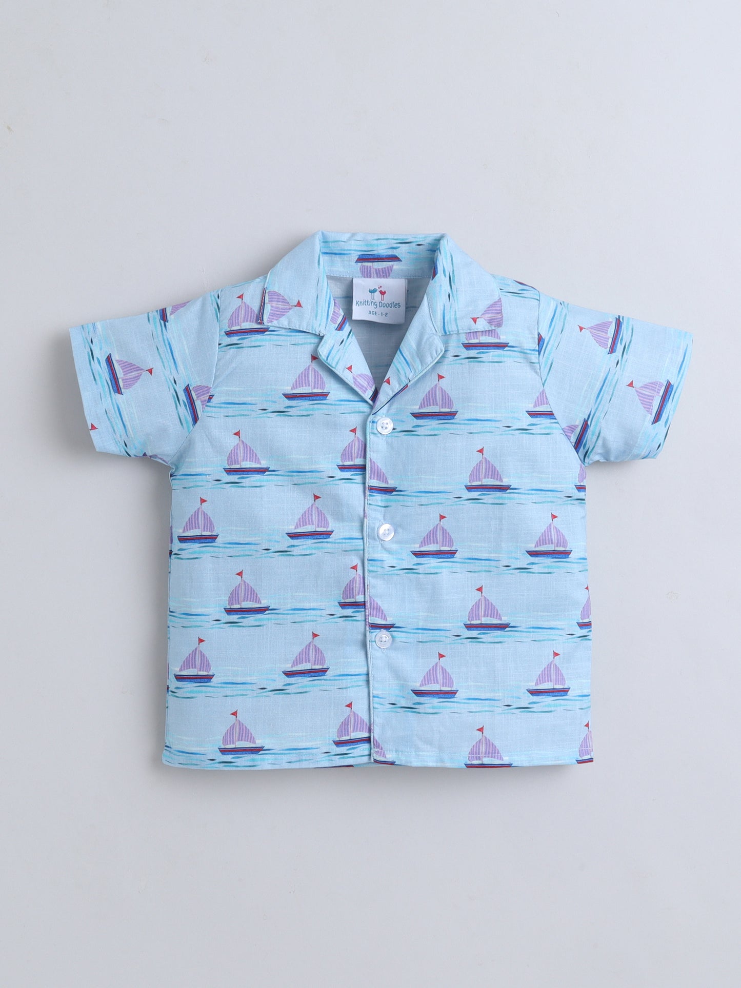 Sailboat Print Cotton Slub Co-ord Set