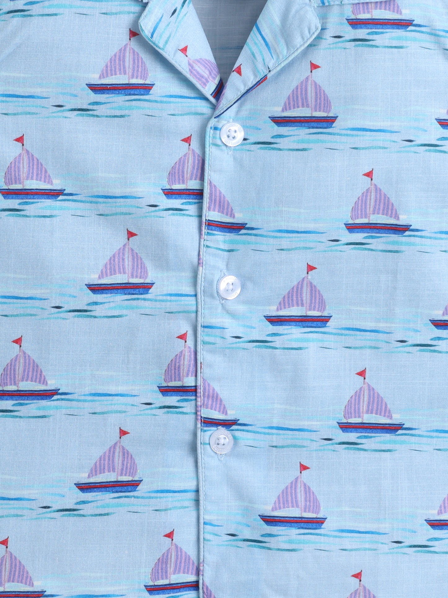 Sailboat Print Cotton Slub Co-ord Set
