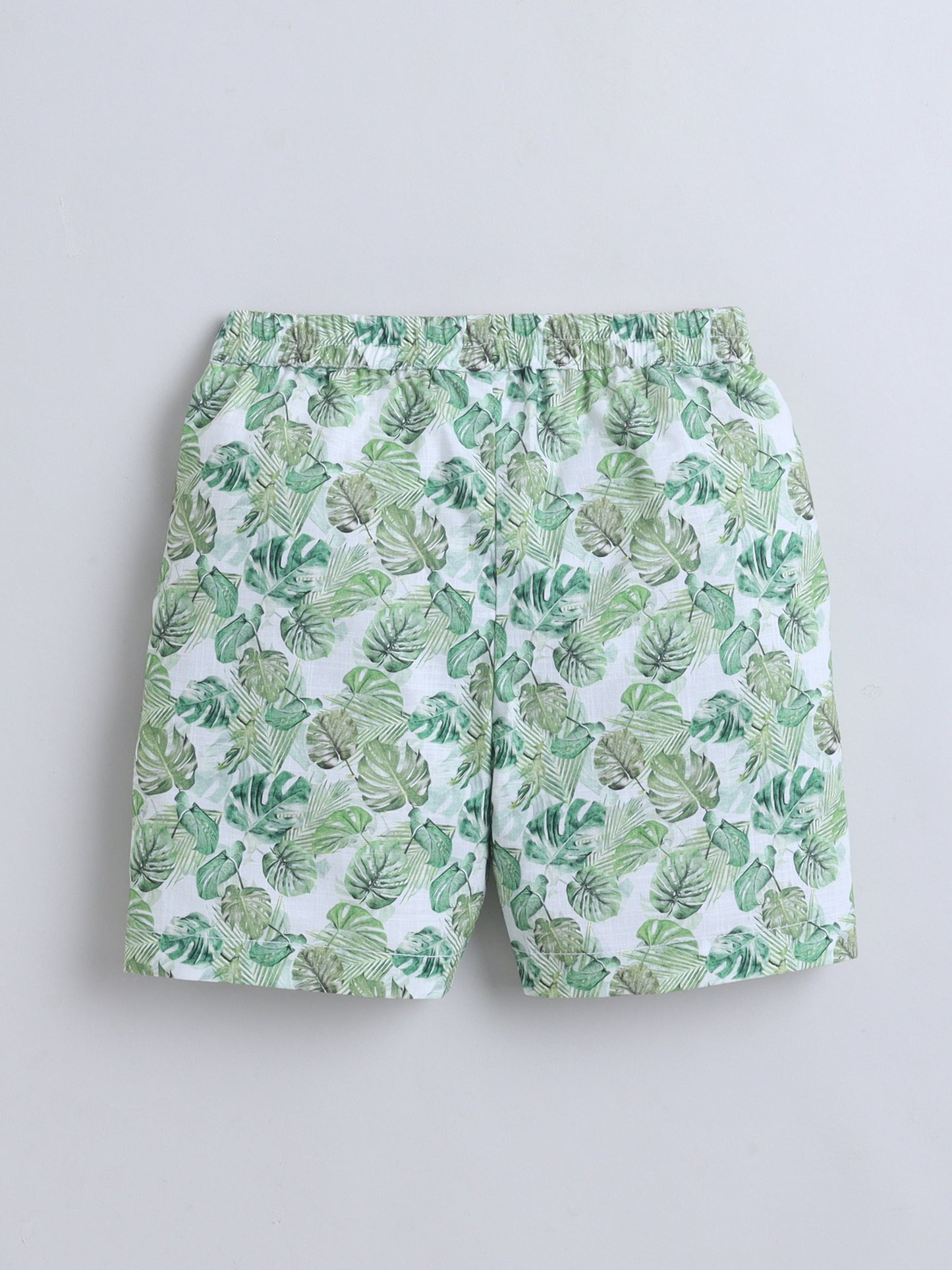 Tropical Leaves Cotton Slub Co-ord Set – Green