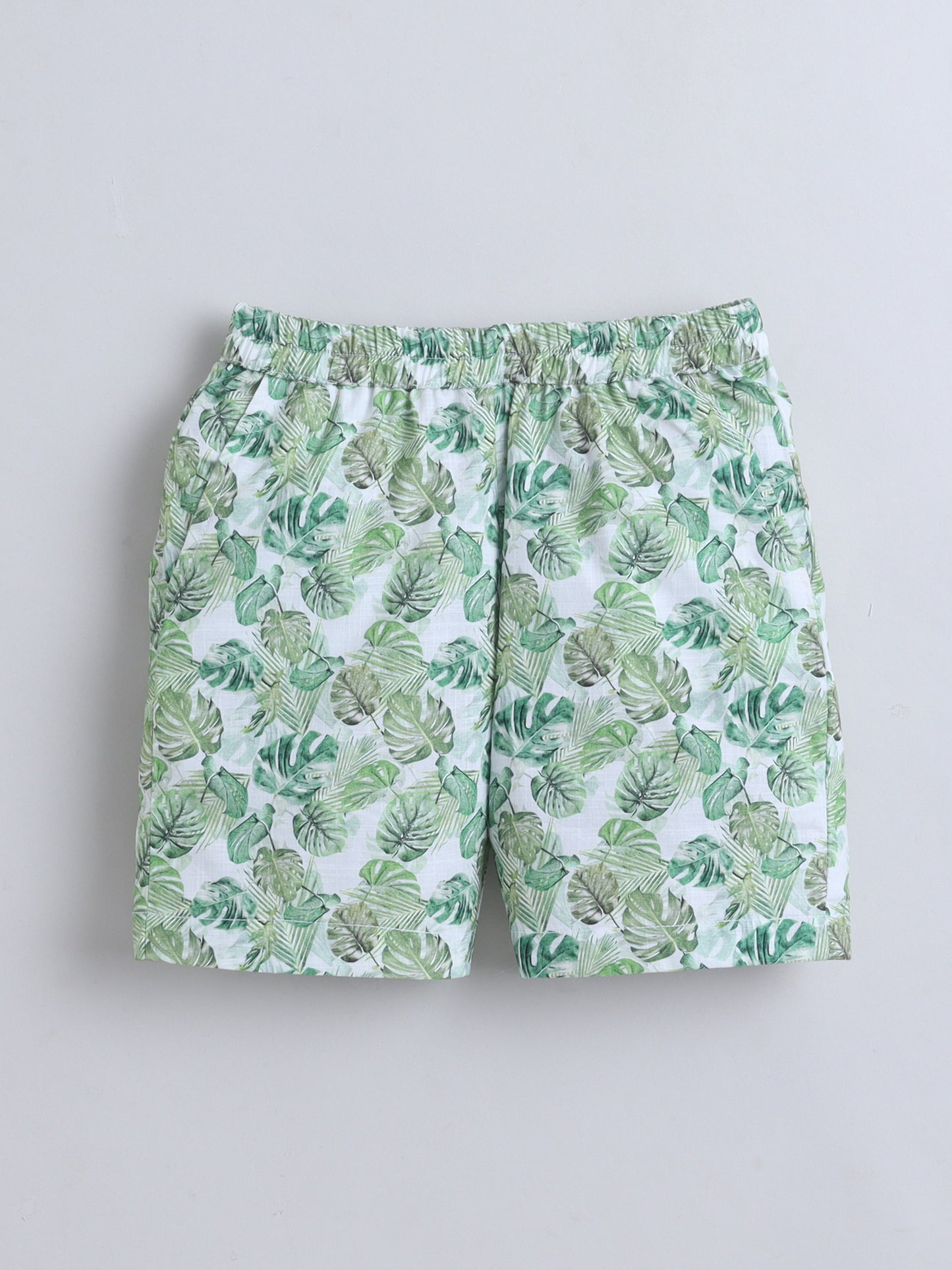 Tropical Leaves Cotton Slub Co-ord Set – Green