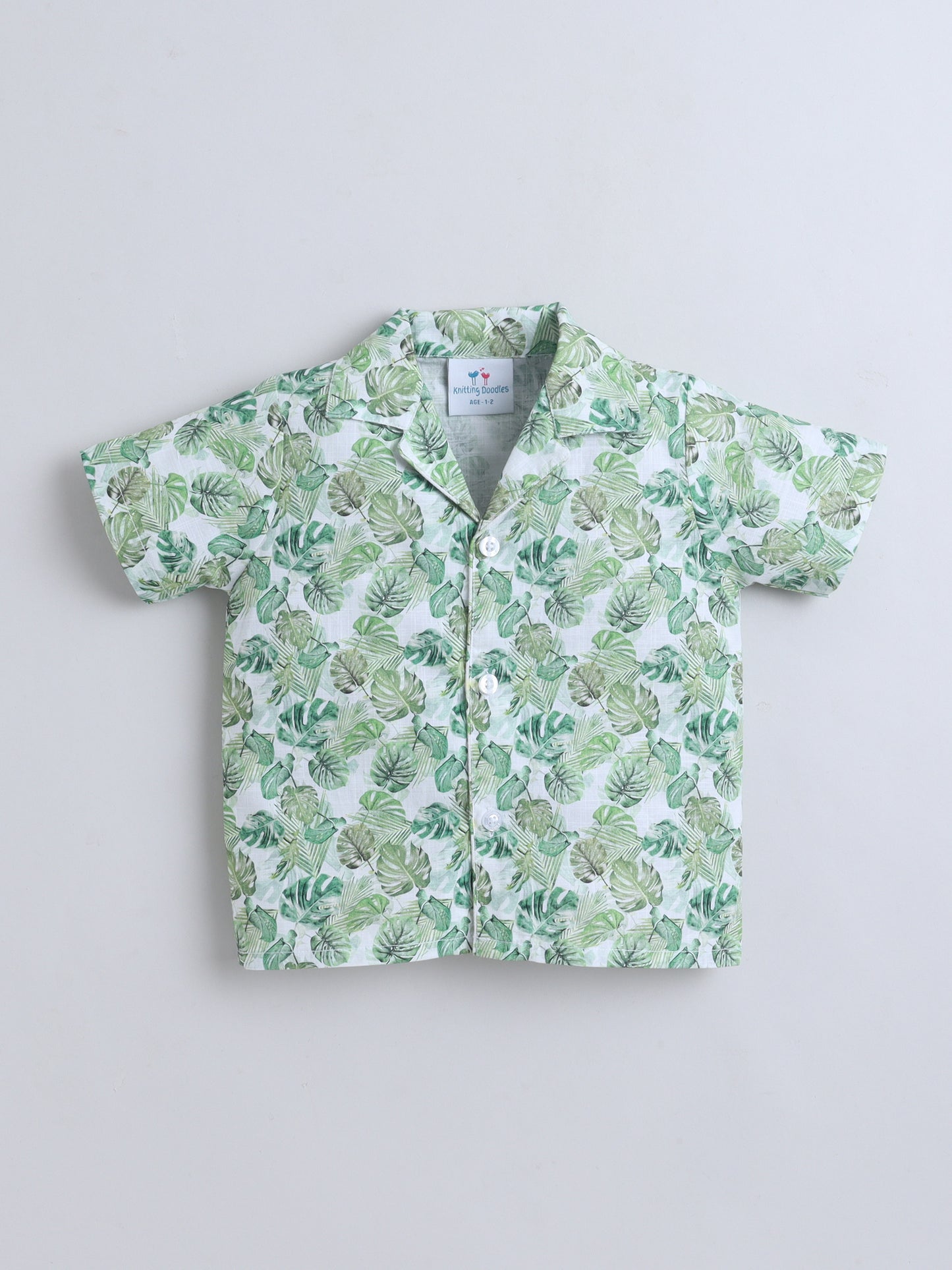 Tropical Leaves Cotton Slub Co-ord Set – Green