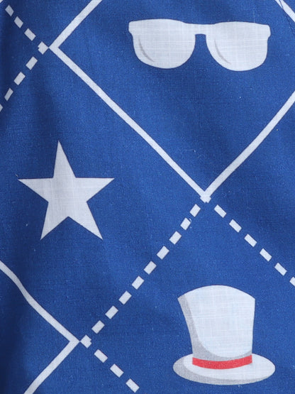 Blue Retro Print Cotton Slub Co-ord Set