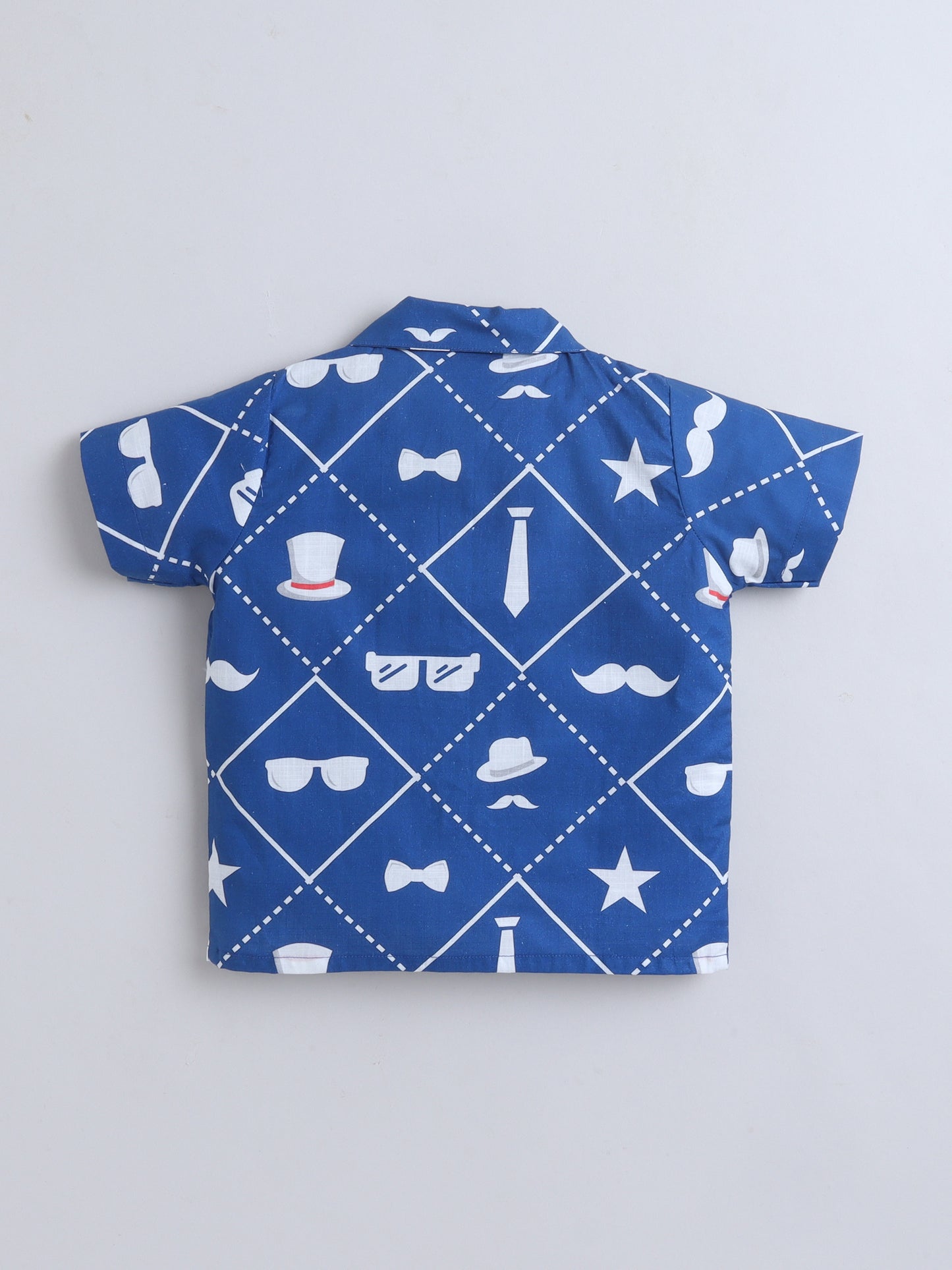 Blue Retro Print Cotton Slub Co-ord Set